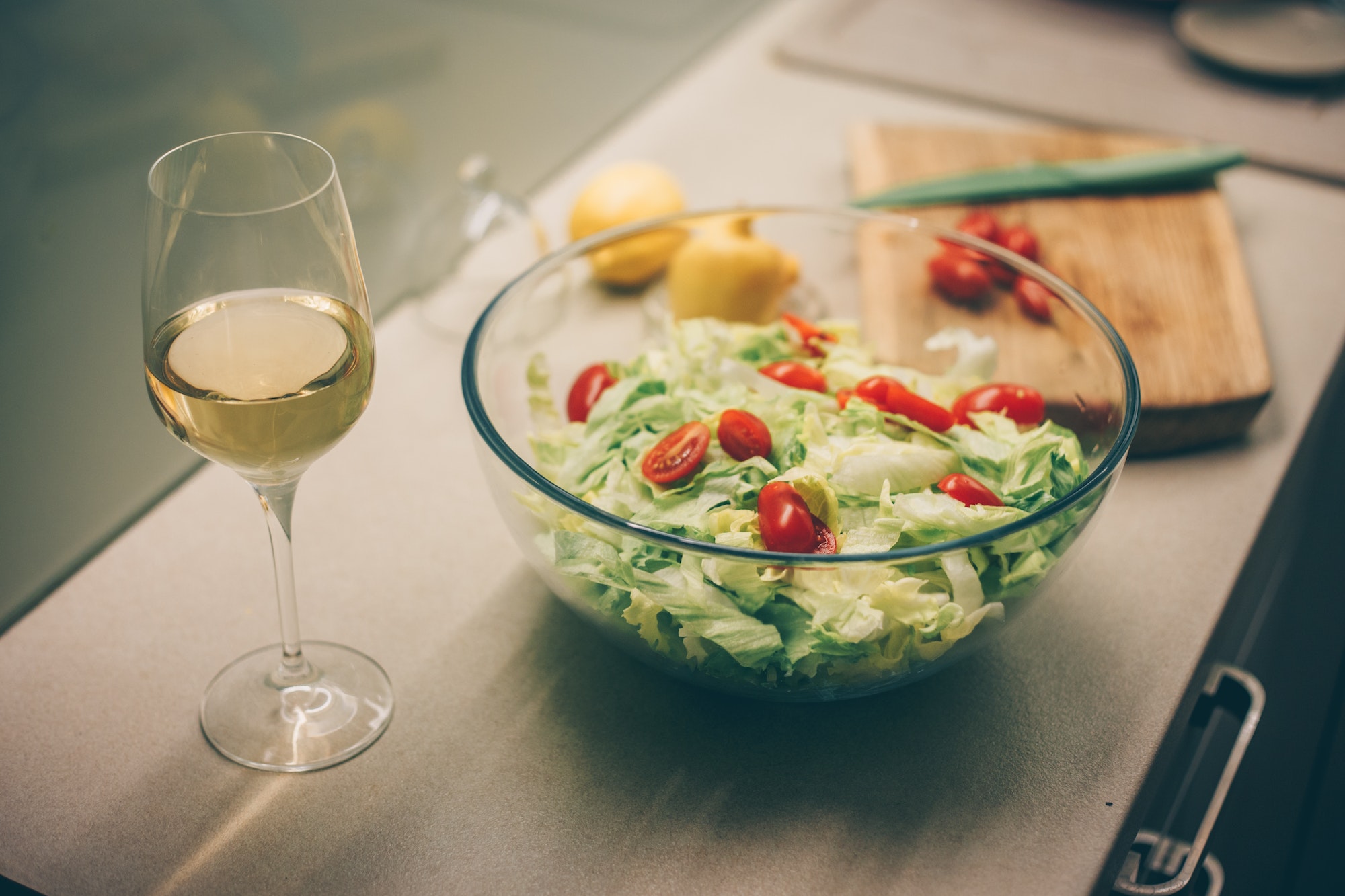 Wine with salad